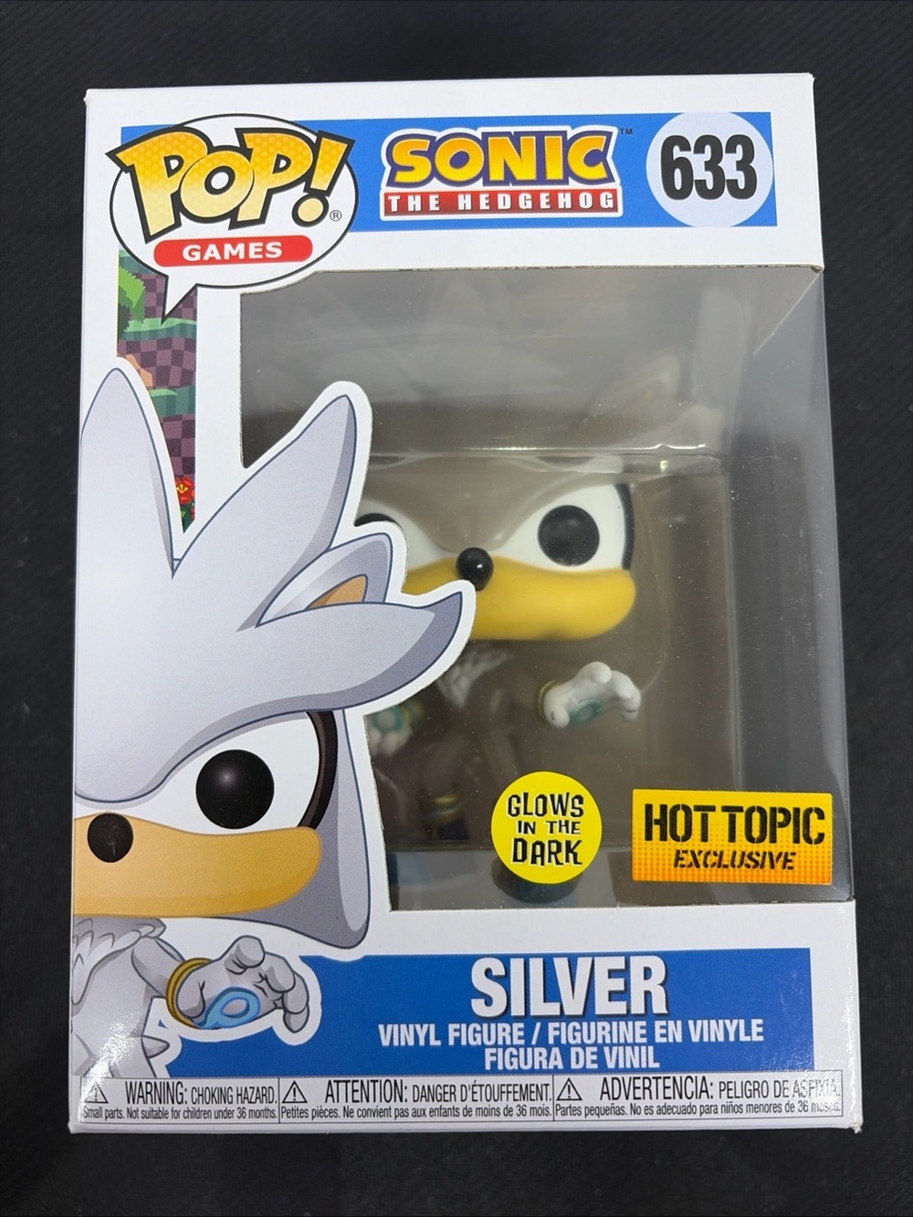 Funko Pop! Sonic The Hedgehog Silver #633 GITD Hot Topic Exclusive